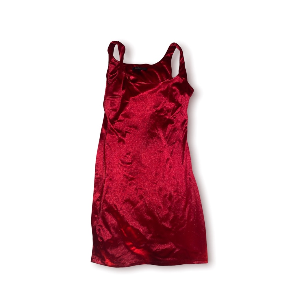Red satin dress